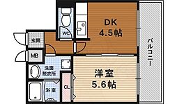 フロリアン中御門 1DKの間取図画像