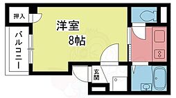 コスモハイツ出町 1Kの間取図画像