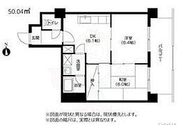 アーバネックス御所南 2DKの間取図画像