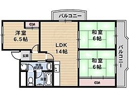 パルテ西京極 3LDKの間取図画像