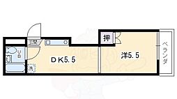 シャンボール今出川 1DKの間取図画像