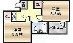 アメニティー京都一番館 2Kの間取図画像