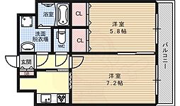 デトム・ワン衣笠 2Kの間取図画像
