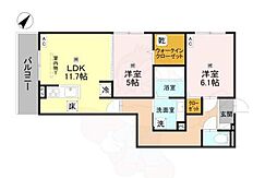 GRAMM桂稲荷山 2LDKの間取図画像