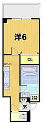 プリオーレ衣笠 1Kの間取図画像