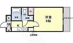 デ・アッシュ西京極 1Kの間取図画像