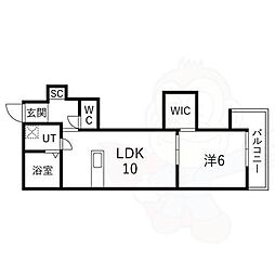 嵯峨北堀町共同住宅 1LDKの間取図画像