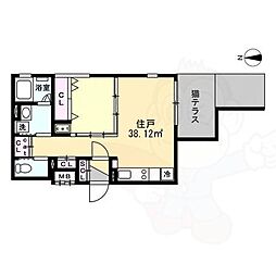 CatioSHINMACHI 1LDKの間取図画像