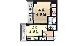 エイブル創久五条大宮 1DKの間取図画像