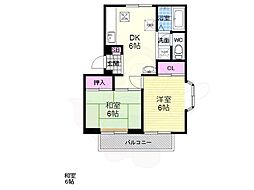 ユニティー小林 2DKの間取図画像