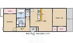 クレール・シャトレ 2LDKの間取図画像