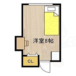 レヴィア北白川 ワンルームの間取図画像