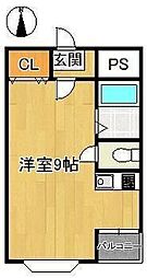 コーポ松下 3階ワンルームの間取り