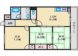 バーンフリート真上 2階3LDKの間取り