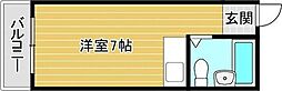 ダチロン高城 ワンルームの間取図画像