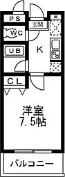 コアティーPart1 1Kの間取図画像