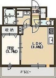 ブランシェトワ 1LDKの間取図画像