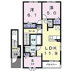 千里パークウェイ 2LDKの間取図画像