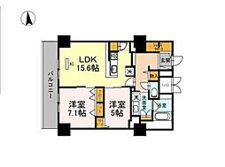 グランセジュール江坂パーカー江坂ビル 2LDKの間取図画像