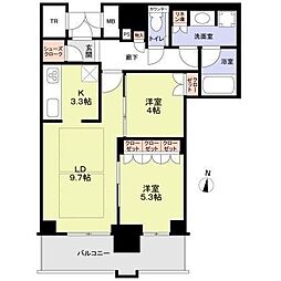 ブランズタワー梅田ノース 2LDKの間取図画像