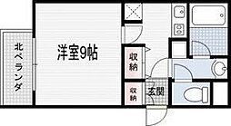 アスール江坂 1Kの間取図画像