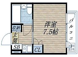 メイト緑地公園 1Kの間取図画像