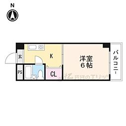 ハッピーハイツ 1Kの間取図画像