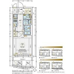 エステムコート梅田・茶屋町3ネクスタ 1Kの間取図画像