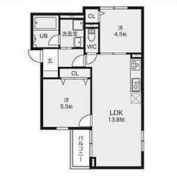 吹田市元町アパート 2LDKの間取図画像