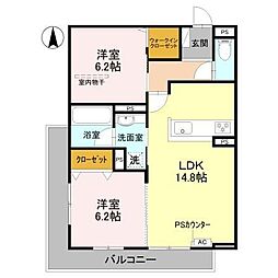 パークサイドファーム 2LDKの間取図画像
