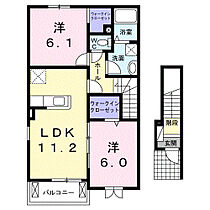 ルート3＆Ｍ・ＹV 201 ｜ 福岡県八女郡広川町大字新代字向川原2448番地1（賃貸アパート2LDK・2階・57.64㎡） その2