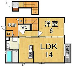 メゾン　ラ・セーヌ 2階1LDKの間取り