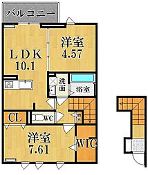 Ligare都跡 2階2LDKの間取り