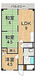 リヴェール三室 3階3LDKの間取り