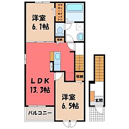 ウイングス・ワン 2LDKの間取図画像