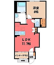 仮)館林市城町アパート 1LDKの間取図画像