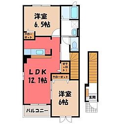 グリーンオアシスB 2LDKの間取図画像