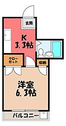 リエス館林 1Kの間取図画像