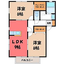 サンフローラB 2LDKの間取図画像