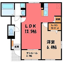 ローゼル A 1LDKの間取図画像