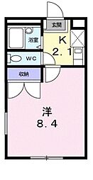 レガートオビキ 1Kの間取図画像