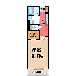 リオン 1Kの間取図画像