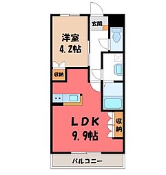 メイ・フルール2 1LDKの間取図画像
