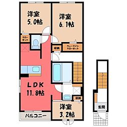 館林市南美園町アパート 3LDKの間取図画像