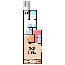 サンライズ 1Kの間取図画像