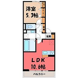太田市飯田町アパート 1LDKの間取図画像