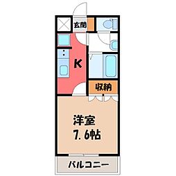 エバーエデンB 1Kの間取図画像