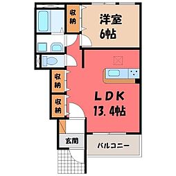 ヴィラデ・カンターレA 1LDKの間取図画像
