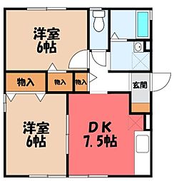 プルメリアA 2DKの間取図画像