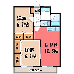 ブレインフォート 2階2LDKの間取り